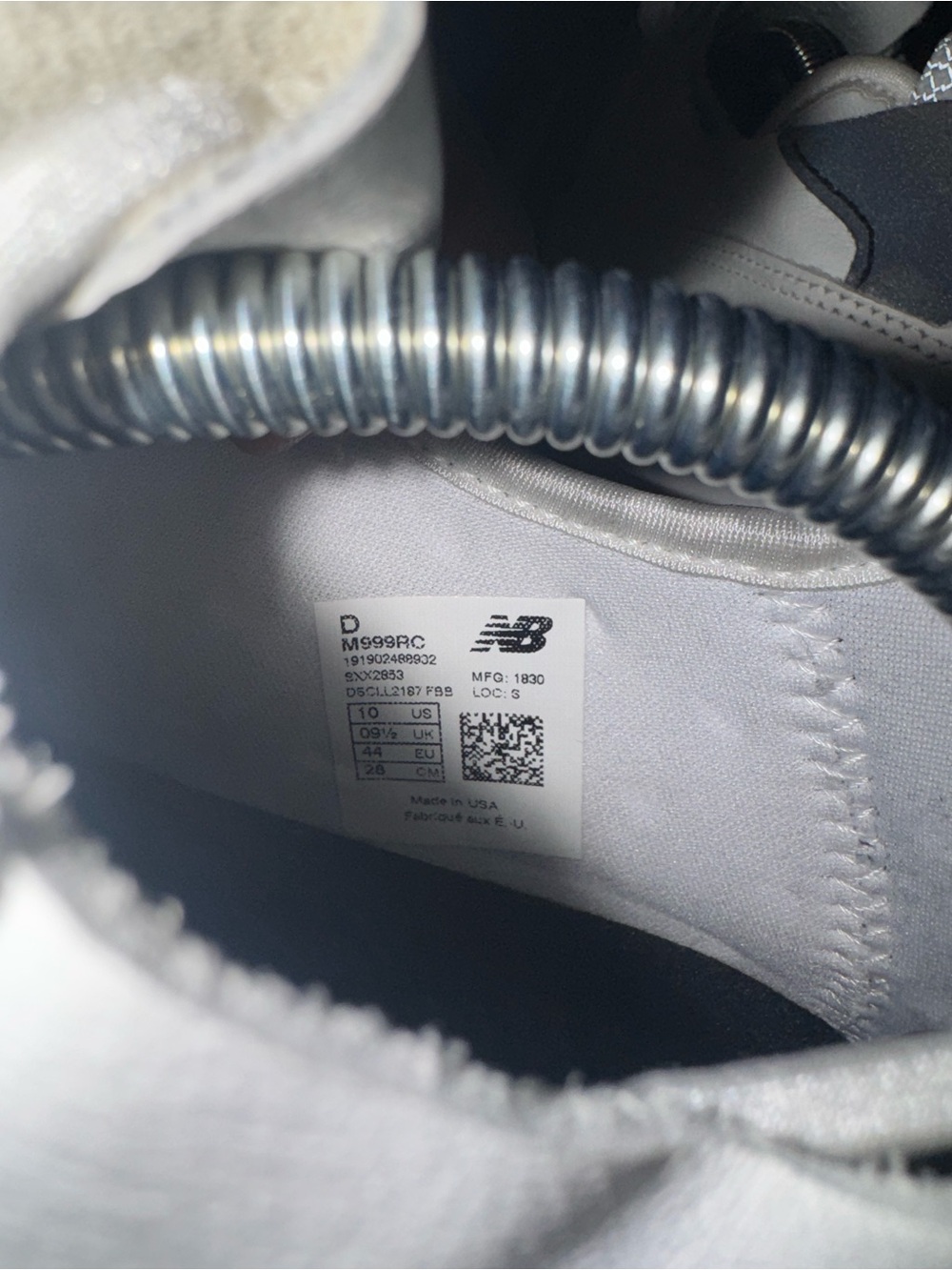 2020 New Balance 999 Made in USA 'White Black' (M999RC) - Men’s 10 - Picture 7 of 8